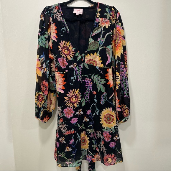 Banjanan Peony Long Sleeve Fit and Flare Dress